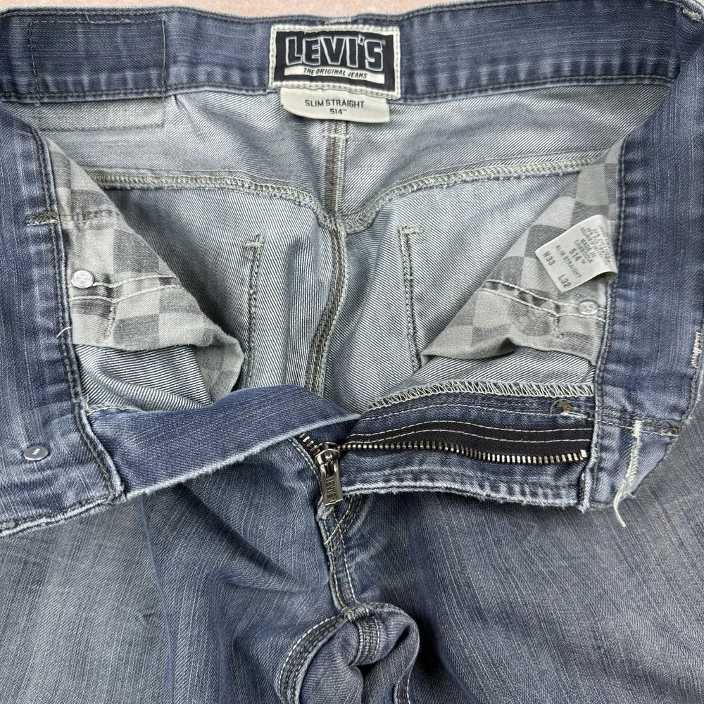 Vintage Levi's 514 Jeans Men's Size 33 Blue Slim Straight Mid Rise‎ Medium Wash